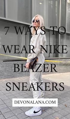 Trail Blazers Outfit, Professional Outfits With Nikes, Blazer With Gym Shoes Outfit, Nike Dunks With Blazer Outfit, Black Dress With Nike Blazers, Low Top Nike Blazers Outfit Women, Blazers Shoes For Women Outfits