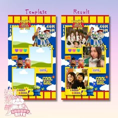 an image of the same poster with different characters on it, and one is for each character