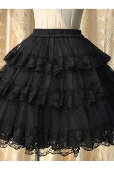 SKU: LIN01851 Fabric: Lace,Cotton Lining Style types: Gothic Lolita Season: Spring, Summer, Autumn, Winter Include: Skirt*1 (Any of the accessory is not included.) Size（IN） Waist Dress Length Average Size 23.62-33.46 17.72 Size（CM） Waist Dress Length Average Size 60-85 45 Ever After Costume, Doll Makeup Halloween, Gothic Skirt, Body Tutorial, My Halloween Costume, White Lace Skirt, Style Types, Adorable Clothes, Doll Makeup