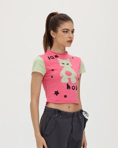 Model (WearingXS):• Height: 171cm | Bust: 83cm | Waist: 59cm | Hips: 89cmDetails: Pink T-shirt with "I am Hobby" meme graphic printTop Length: CroppedSleeve Length: Short SleevesMaterials:95% Cotton + 5% Spandex Graphic Print Top, Pink T Shirt, Maxi Dresses Casual, Crop Top Blouse, Pink Tshirt, Knitwear Cardigan, Jean Skirt, Cardigan Jacket, Print Top