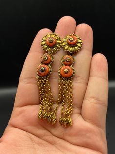 Gorgeous Old Antique Tibetan Ceremonial Earring With Brass And Antique Coral Earrings, Ceremonial Ear Ornament Ancient Tibetan Jewellery Ceremonial Chandelier Earrings With Latkans For Festivals, Vintage Brass Earrings For Celebrations, Temple Jewelry Style Danglers With Latkans For Ceremonial Use, Temple Jewelry Plug Earrings With Latkans For Festivals, Ceremonial Temple Jewelry Danglers Drop Earrings, Ceremonial Temple Jewelry Drop Danglers, Ornate Jhumkas Drop Earrings With Latkans, Ornate Jhumkas With Latkans Drop Earrings, Ornate Heavy Brass Earrings