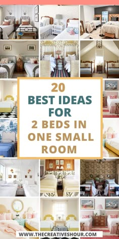 20 best ideas for 2 beds in one small room with text overlay that reads, 20 best ideas for 2 beds in one small room