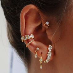 Crystal Anklet, Sweet Earrings, Stacked Earrings, Luxe Jewelry, Silver Ear Cuff, Jewelry Accessories Ideas, Funky Jewelry, Demi Fine Jewelry, Ear Cuffs