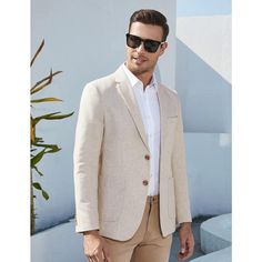 This linen suit made of hight quality cotton linen fabric, which is lightweight, breathable, soft and durable. Professional suit fabric and exquisite tailoring keeps this blazer sharp. This casual sport coat with notch lapel, regular fit, two button closure, left chest real pocket, two real side pockets, inside a real pocket, light shoulder pad. Finished by excellent stitching, this sport coat blazer has a linen texture specially designed for western men, will really make you minimalistic, elega Tailored Linen Sport Coat With Pockets, Spring Linen Sport Coat With Pockets, Spring Linen Sport Coat, Workwear Linen Sport Coat With Single Button, Linen Sport Coat With Single Button For Workwear, Single Button Linen Sport Coat For Work, Linen Sport Coat With Single Button, Spring Linen Suit With Button Closure, Business Casual Linen Blazer With Button Closure