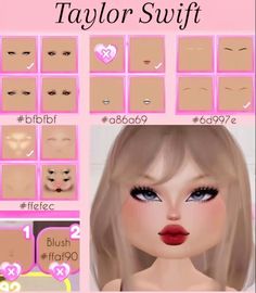 an image of the face and eyebrows for taylor swift's doll making video game