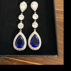 Blue Sapphire Bridal Jewelry Set Wedding Blue Crystal Set Blue | Etsy Blue Cubic Zirconia Dangle Jewelry, Sapphire Cubic Zirconia Wedding Jewelry, Sapphire Cubic Zirconia Jewelry For Wedding, Sapphire Jewelry With Sparkling Stones For Wedding, Sapphire Dangle Jewelry For Wedding, Sapphire-colored Pear-shaped Cubic Zirconia Jewelry, Sapphire Color Pear-shaped Cubic Zirconia Jewelry, Pear-shaped Sapphire Cubic Zirconia Jewelry, Blue Diamond Accented Wedding Jewelry