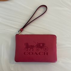 Watermelon Pink Coach Wristlet. Brand New. Never Used. Tags On. Coach Clutch, Birkenstock Boston Shearling, Boston Shearling, Jeans For Girls, Shoes For Summer, Closet Needs, Girly Bags, Glam Girl, Leather Coach