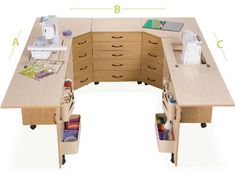 an image of a desk with drawers and sewing machine on it, labeled model u3810