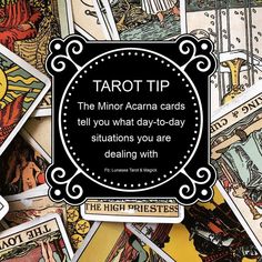 tarot cards with the words tarot tip on them in black and white lettering