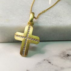 A handmade 14k Diamond Gold Cross  with total Diamonds 0.24ct Details: Height:  30mm Width:17mm Weight:Approximately  5,9gr 14k - 6.5gr 18k Metal:14k or 18k Yellow Gold  Style:Baptism Cross - Bridal Jewelry  -All items come in specially hand packaged gift boxes  so they are ready for great gift giving! -The price does not include the chain. Yellow Gold Crucifix Jewelry With Cubic Zirconia, Yellow Gold Cubic Zirconia Crucifix Jewelry, Gold Diamond Crucifix Jewelry, Cross Necklace With Single Cut Diamonds For Gift, Cross Necklace With Single Cut Diamonds As A Gift, Yellow Gold Cubic Zirconia Cross Jewelry, Hallmarked Diamond Cross Necklace, Gold Crucifix Jewelry With Diamond Accents, Gold Jewelry With Diamond Accents And Cross Shape