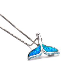 Whale Tail Blue Opal Necklace Handmade Blue Opal Necklaces, Whale Pendant Necklace, Whale Pendant, Whale Jewelry, Whale Tail Necklace, Blue Opal Necklace, Whale Necklace, Whale Tail, Opal Crystal