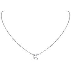 PRICES MAY VARY. CLASSIC FASHION NECKLACE -- This small letter necklace look very elegant with sweet and special design, beautiful for everyday wear or special occasion. If you have a "K" on your first name or last name, or it represents a special someone in your life, just buy this meaningful monogram necklace. STERLING SILVER NECKLACE -- Hypoallergenic platinum plated sterling silver, passed strict skin test grants allergy free, nickel-free, these tiny initial necklaces are safe for skin. NECK Silver Simple Necklace, Dainty Silver Letter Charm Necklaces, Dainty Silver Letter Charm Necklace, Sliver Necklace, K Necklace, Sterling Silver Initial Necklace, Silver Initial Necklace, Initial Necklace Silver, Silver Necklace Simple