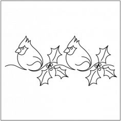 three birds sitting on top of holly leaves