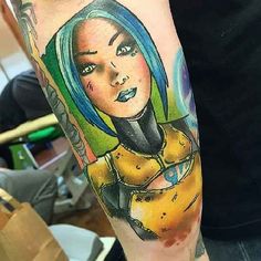 Borderland-Tattoo-Bex Lowe 2 #tattoo #tätowierung #kunst #körperkunst #idee #design #tattoospirit #unterarm #newschool Zelda Sleeve, Maya Borderlands, Maya Tattoo, Space Tattoo Sleeve, Game Room Decor Ideas, Gamer Room Ideas