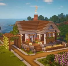 Diy Village Houses Minecraft, Small Island House Minecraft, Light Blue Minecraft House, Stores Minecraft, Two Story Minecraft Houses, Minecraft Houses No Mods, Minecraft Houses Blueprints Layout, Minecraft Port, Minecraft Hotel