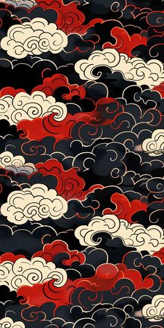 an image of clouds in the sky with red and white colors on black background for wallpaper