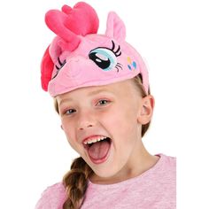 It will be time for Pinkie Pie fun with this My Little Pony Pinkie Pie Headband! This headband is licensed by Hasbro and can be worn as a costume or for roleplaying fun. Made of velour fabric and polyester fiberfill, the headband fits with a plastic headband and features a soft-sculpted headpiece that shows off the face and features of Pinkie Pie. Fun Pink Adjustable Costume Accessories, Playful Pink Headband For Playtime, Cute Pink Headband One Size Fits Most, Cute Adjustable Costume Headband, Cute Adjustable Headband Costume Accessories, Cute Pink Costume Hats And Headpieces, Cute Adjustable Pink Headband, My Little Pony Halloween, Face Headband