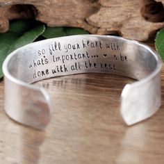 "Take a LOOK at our Website: ANNIEREH.com Inspirational Bracelet for Women, Cuff Bracelet, Sister's Bracelet, Gift for BFF, Best Friends Gift, Daughter Gift, Encouragement Gift This inspirational cuff bracelet is a great gift idea for Sister / Best Friend / Daughter We can always stamp different wording if you wish to have something special (on the inside or outside) Details for Cuff: ** Bracelet is approx 6\" long and 1/2\" wide ** If there is a special symbol you would like stamped please note Engraved Cuff Bracelets For Anniversary, Elegant Stamped Cuff Bracelet Gift, Meaningful Engraved Cuff Bracelet As Gift, Engraved Cuff Bracelet As Gift, Engraved Cuff Bracelet Gift, Gift Cuff Bangle With Stamped Detail, Engraved Cuff Jewelry For Gift, Stamped Bangle Cuff Bracelet Gift, Engraved Cuff Jewelry Gift