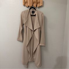 Express Camel Belted Overcoat Size // Xxs Brand New, Never Worn! Purchased For $89 Fitted Long Beige Outerwear, Solid Open Front Outerwear For Work, Trendy Beige Open Front Outerwear, Beige Fitted Long Outerwear, Beige Open Front Outerwear For Work, Beige Fitted Open Front Outerwear, Fitted Open Front Outerwear, Chic Fitted Neutral Outerwear, Neutral Open Front Outerwear For Spring