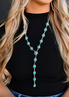 Western Jewelry Necklace, Turquoise Wedding Jewelry, Turquoise Jewelry Outfit, Long Turquoise Necklace, Turquoise Jewelry Necklace, Lariat Style Necklace, Silver Turquoise Earrings, Necklace Outfit, Silver Turquoise Jewelry