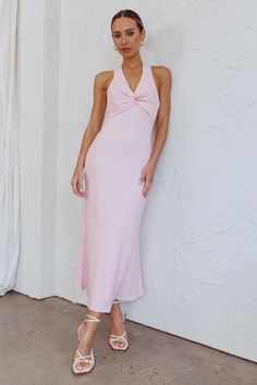 Shop the Coastal Charm Twist Back Maxi Dress Pink | Selfie Leslie Spring Backless Midi Dress For Dinner, Summer Backless Maxi Dress For Dinner, Spring Midi Backless Dress For Dinner, Chic Ruched Maxi Dress For Wedding Guest, Spring Midi-length Backless Dress For Dinner, Chic Fitted Backless Dress For Wedding Guest, Chic Backless Midi Dress For Wedding Guest, Feminine Summer Maxi Dress For Dinner, Summer V-neck Backless Dress For Dinner