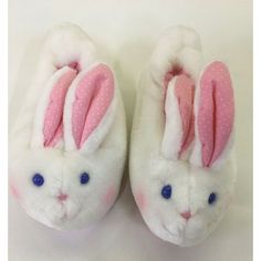 White Rabbit Slippers - Pink Ears And Accents - New In Open Bag - Size Small Rabbit Shoes, Rabbit Slippers, Slippers White, Plush Shoes, Fabric Clothes, Bunny Slippers, Plush Slippers, Kawaii Bunny, White Bunny