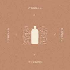 two bottles are shown in the middle of a brown paper with white writing on it