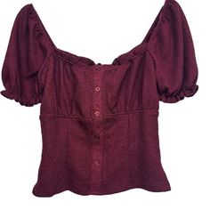 Nwt Color: Rustic Size: Medium Feel Free To Make An Offer Same Day/Next Day Shipping! Fitted Red Top With Button Closure, Fitted Burgundy Summer Blouse, Fitted Burgundy Blouse For Summer, Fitted Burgundy Top With Button Closure, Fitted Burgundy Tops With Button Closure, Casual Burgundy Top With Button Closure, Red Trendy Tops With Buttons, Trendy Red Tops With Buttons, Trendy Red Buttoned Tops