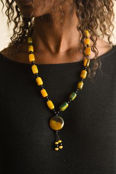 Handcrafted Art Necklaces; Handmade; Bead work Jewelry; Statement ; Other African; Necklaces In Jewelry; Tribal African Necklace, Carnelian Beads Pendant