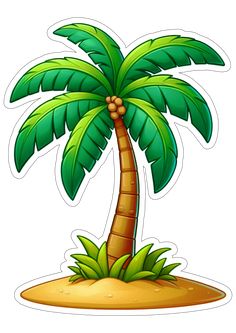 a cartoon palm tree on an island