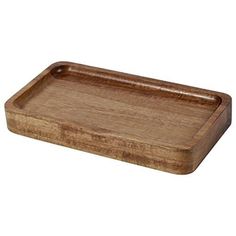 a wooden tray is shown on a white background