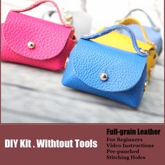 DIY Leather Coin Pouch Kits DIY Light Blue Leather Projects DIY Leathe – Feltify Diy Leather Pouches, Leather Accessories Ideas, Diy Bag Kit, Personalized Wallets, Leather Coin Pouch, Leather Kits, Overview Design, Diy Leather Projects, Diy Light