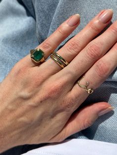 Diamonds, Emeralds and Gold! Rings Signet, Rings With Gemstones, Heirloom Ring, Modern Jewellery Design, Shop Rings, Jewellery Business, Contemporary Ring, Ring Stack