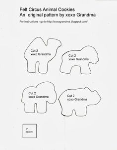 an animal cookie sheet with instructions for how to cut it and put them in the shape of elephants