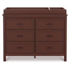 a brown dresser with two drawers and one drawer on the bottom, in front of a white background