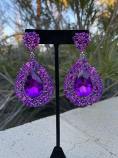 Purple Prom Earrings, Formal Purple Earrings, Dark Purple Earrings, Purple Dangle Earrings, Cat Slippers, Purple Wedding Dress, Diamond Accessories, Girl Earrings, Jewelry Pearls