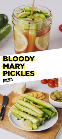 Take Your Love Of Bloody Marys To The Next Level With These PicklesDelish Pickles Recipe, Pickled Veggies, Brunch Cocktails, Pickled Vegetables, Cocktails Recipes, Canning And Preserving, Garden Recipes, Pickling Recipes, Fermented Foods