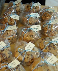 many cookies wrapped in plastic and tied with twine