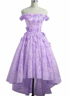 Adorable Lace Light Purple High Low Homecoming Dress, Cute Sweetheart – BeautyDressy Purple Flowery Dress, Damas Dresses For Quince Purple, Short Purple Dress Formal, Short Light Purple Dress, Purple Dama Dresses, Light Purple Dresses, Purple High Low Dress, Vestido Color Lila, Purple Quinceanera