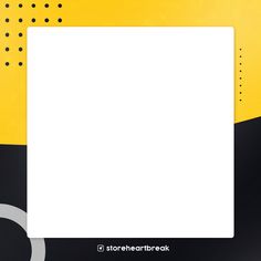 an image of a white square on a black and yellow background with circles around it