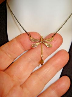 Brass Chain Necklace, Artisan Jewelry Necklaces, Dragonfly Charm, Handcrafted Artisan Jewelry, Bracelets And Necklaces, Crystal Drop, Brass Chain, Pure Silver, Earrings Jewelry