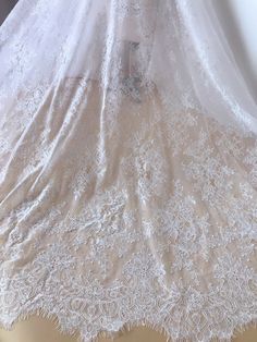 Chantilly Lace by the yard off-white dress fabric eyelash | Etsy White Scalloped Lace Dress For Bridesmaid, White Lace Bridesmaid Dress With Scalloped Lace, White Lace Dress For Bridal Shower, White Lace Trim Tulle, Cream Tulle Fabric With Lace For Wedding, Cream Lace Wedding Tulle Fabric, Cream Lace Tulle Fabric For Wedding, Cream Tulle Fabric With Lace Work For Wedding, Cream Lace Tulle Fabric With Lace Trim