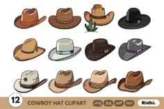 This Western Cowboy Hats Clipart Collection features a variety of stylish and iconic cowboy hat illustrations, capturing the essence of the wild west. These are perfect for adding a touch of Western c... Game Map, Map Ideas, Kawaii Dinosaur, Kawaii Pig, Western Cowboy Hats, Kawaii Bunny, Camouflage Patterns, Laser Cut Sign, The Cowboy