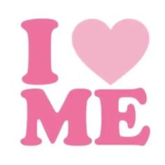 the word i love me with a pink heart