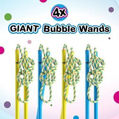 four giant bubble wands with ropes on them and the words, 4x giant bubble wands