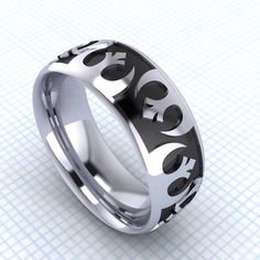 a black and white ring with the word love on it's center is shown