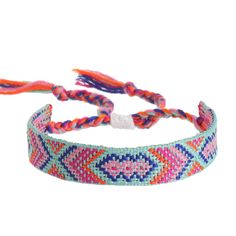 two braided bracelets with colorful beads