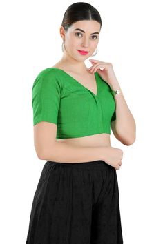 Product Features: Color: Green Fabric: Cotton Blend Pattern: Solid Sleeves: Elbow Sleeves Neckline: V-NECK Clouser Type: Front Open Wash Care: First wash dry clean only Occasion: Partywear, Weddingwear Product Type: Blouse Disclaimer: There will be slight difference in digital to actual image Elegant Cotton V-neck Blouse, Festive Cotton V-neck Top, Formal V-neck Padded Blouse, Festive Green V-neck Blouse Piece, Formal Cotton V-neck Blouse, Fitted Green Formal Blouse, Formal Fitted Green Blouse, Formal Fitted V-neck Blouse, Green V-neck Formal Blouse