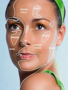 a woman's face with lines drawn on it to show the different facial types