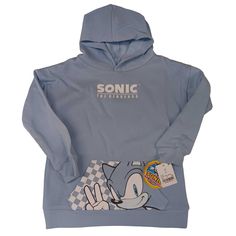 This Product Is New. --- Mfg. Information: Speed Up The Cozy Style Of Your Gamer Dude With This Sonic Fleece Pullover Sweatshirt. Made Of A Soft, Midweight Fabric Cotton Blend, This Fleece Sweatshirt For Boys Makes An Adorable Addition To Their Cool-Weather Wardrobe. The Long-Sleeve Sweatshirt Is Fashioned In A Light Blue Hue, With The "Sonic The Hedgehog" Logo In White Across The Chest, And Sonic's Cheerful Face Over The Checkered Backdrop Of The Front Kangaroo Pocket, All Creating An Eye-Catch Sonic The Hedgehog Logo, Checkered Backdrop, Hedgehog Logo, Hoodie Gap, Unicorn Hoodie, Grey Cropped Hoodie, Camouflage Hoodie, Heart Hoodie, Kids Pattern